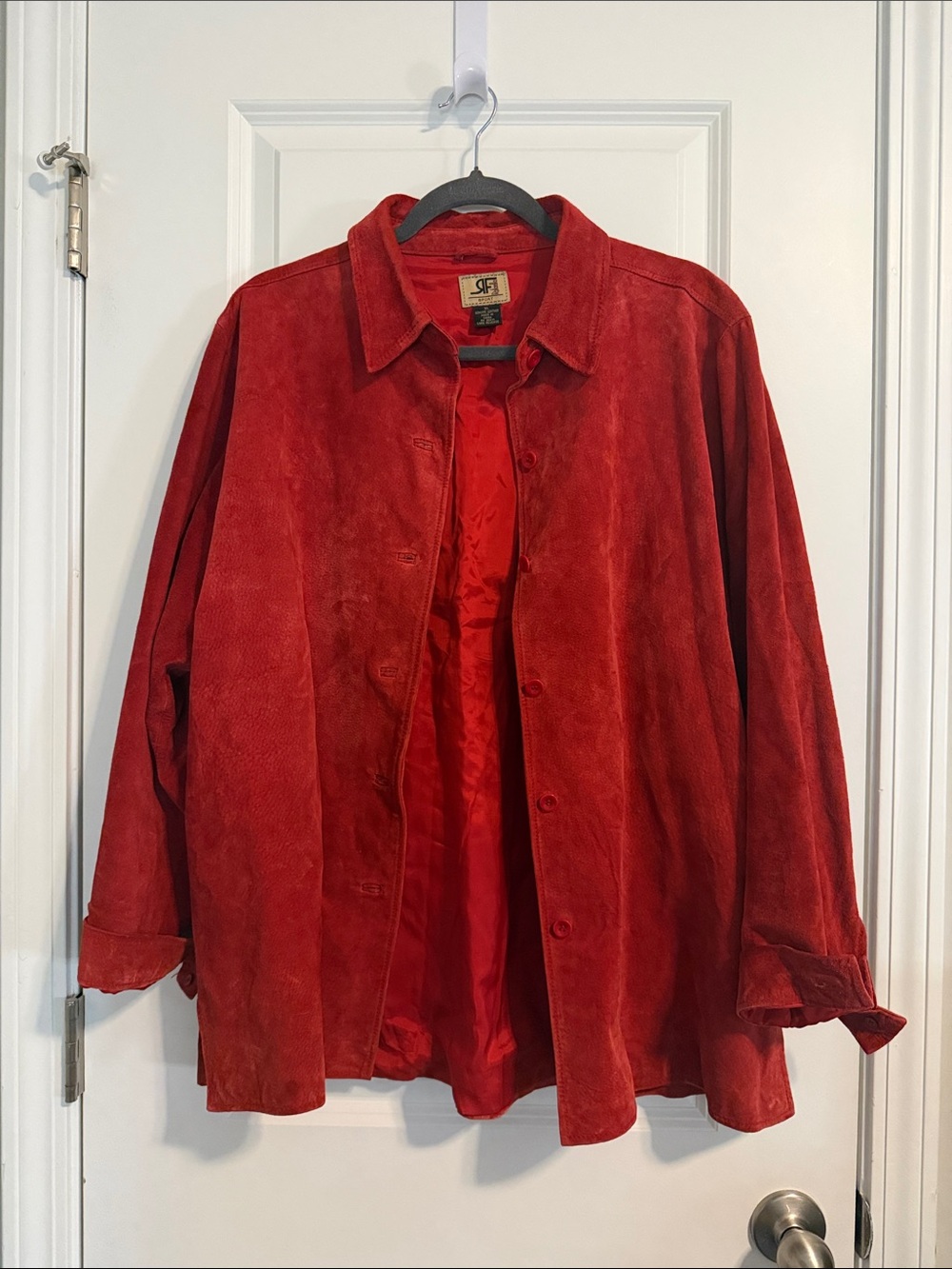Rafaella Red Suede Button-Up Jacket